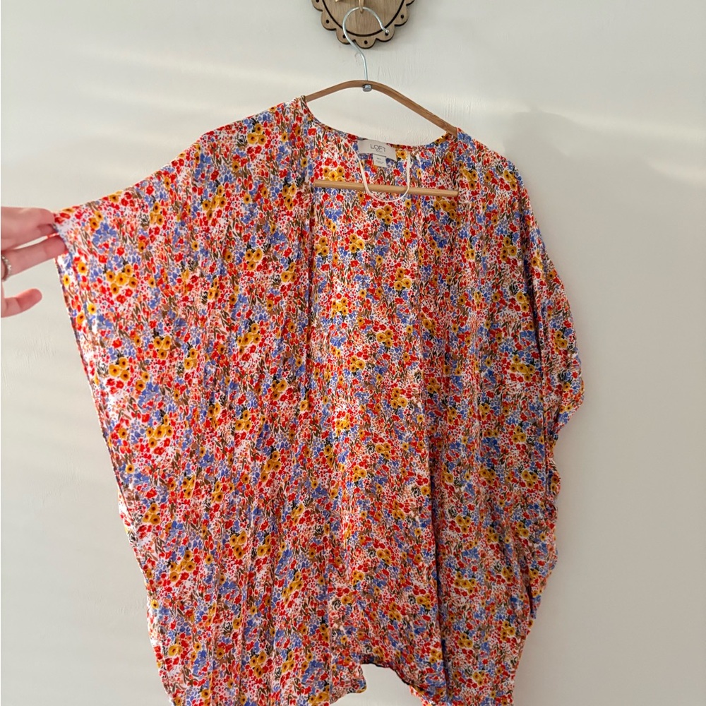 LOFT Floral Multicolor Kimono Top